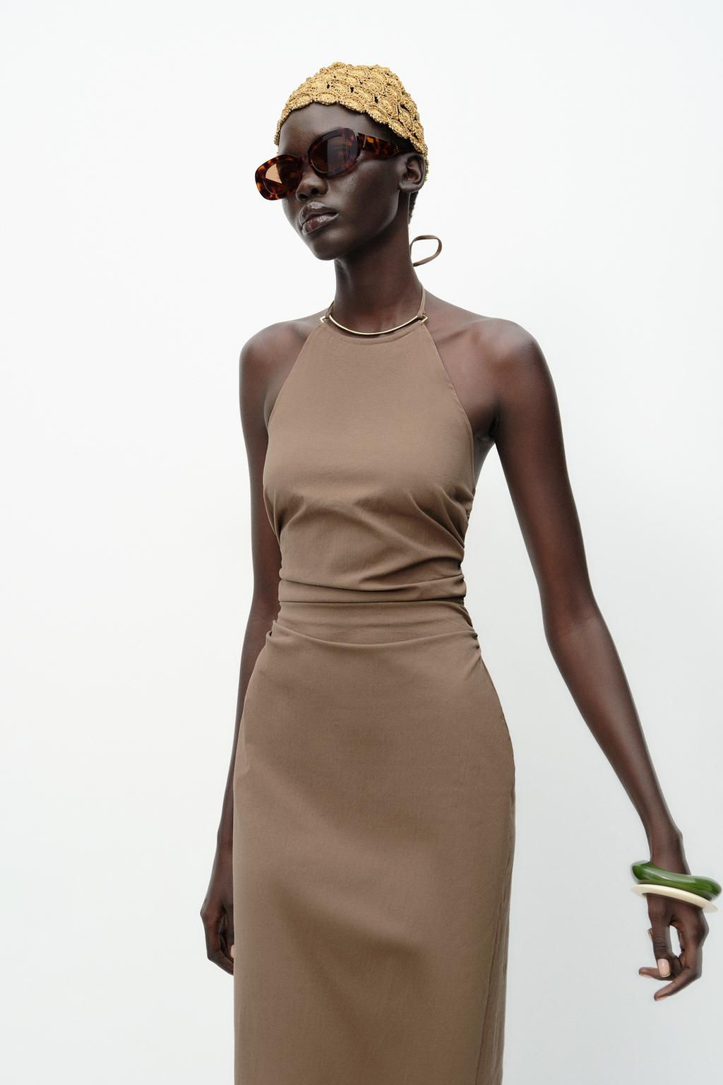 HALTER MIDI DRESS WITH DETAIL - Zara фото 3