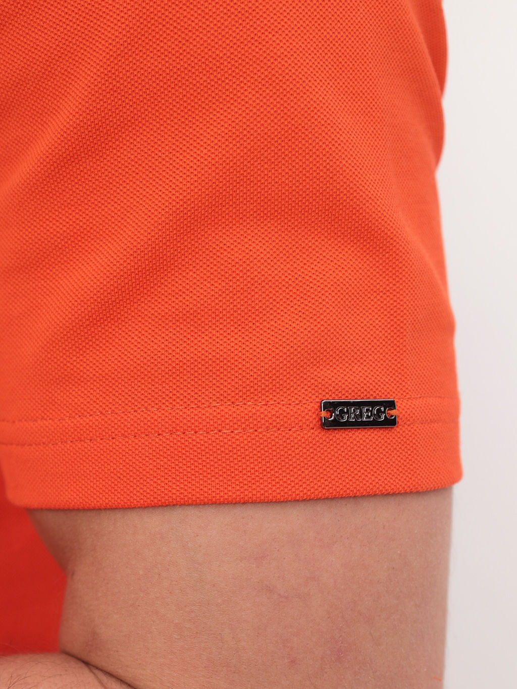 Джемпер мужской с воротником поло короткий рукав GREG G144-PO1246T-CTP1023 (оранжевый)  фото 3