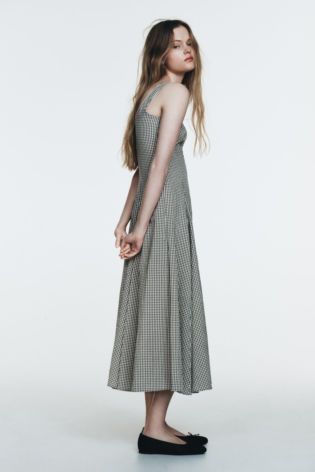 GINGHAM CHECK MIDI DRESS - Zara фото 11