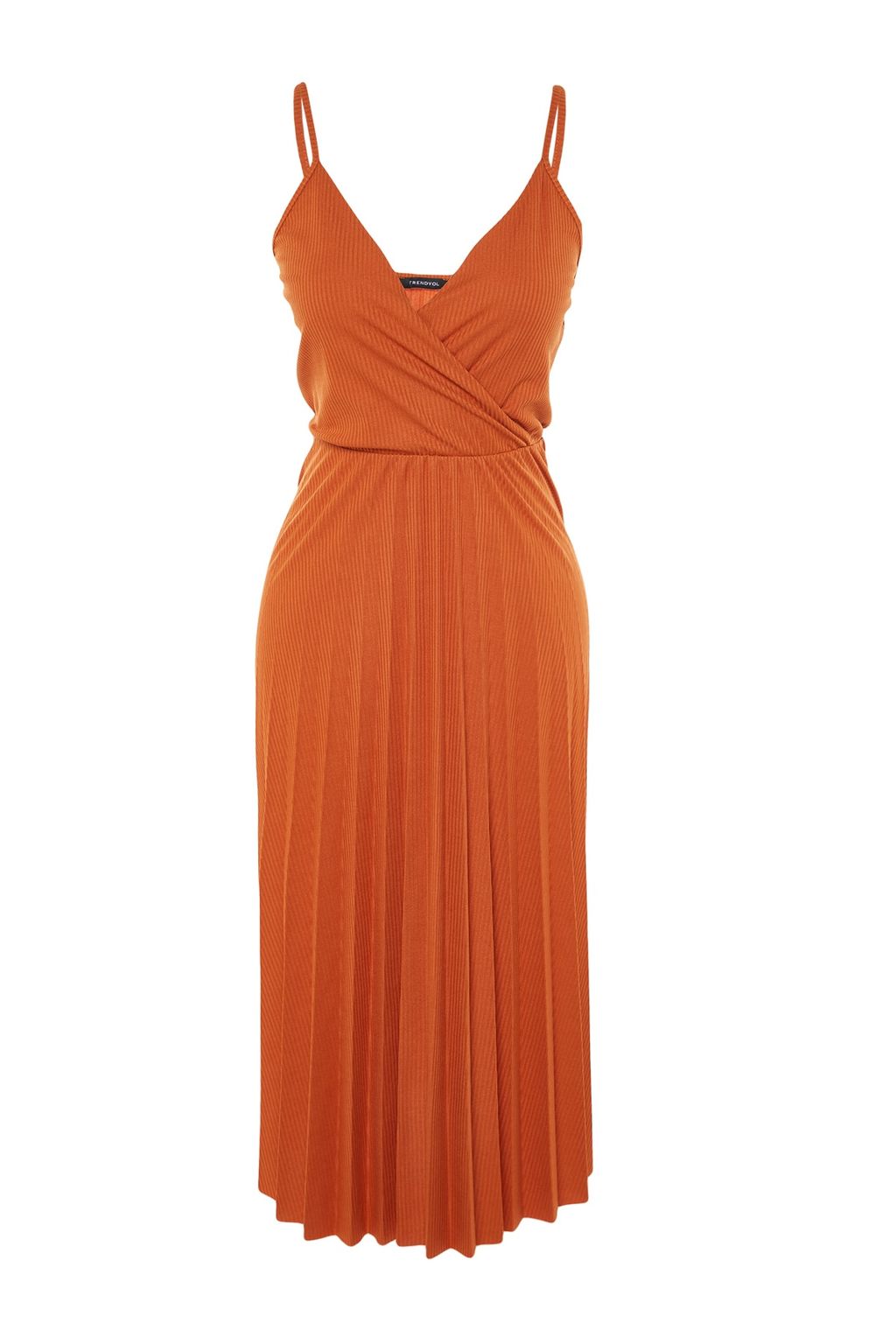 TRENDYOLMILLA Siyah Belden Ac?lanMidi Kruvaze Piliseli Ayarlanabilir Ask?l? Esnek Orme Elbise TWOSS20EL2729  фото 32