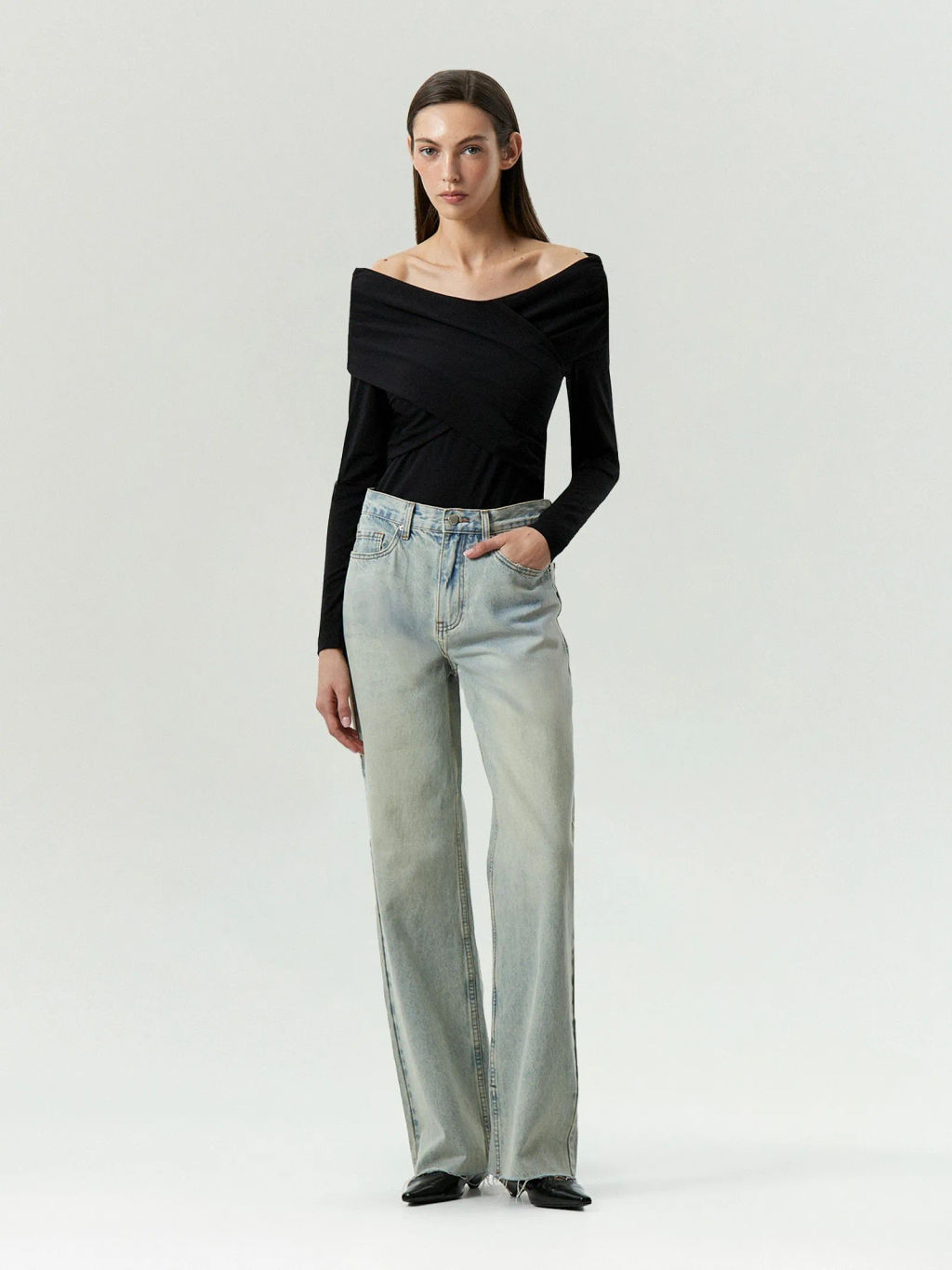 Лонгслив с открытыми плечами, B3111/mistery