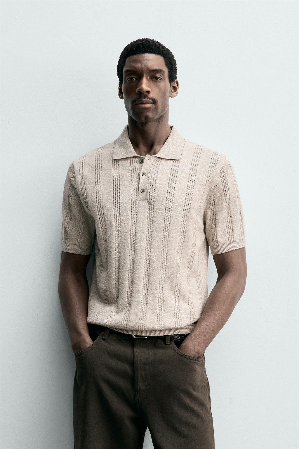 POLO PUNTO REGULAR FIT ESTRUCTURA / Crudo / Beige - Zara фото 2