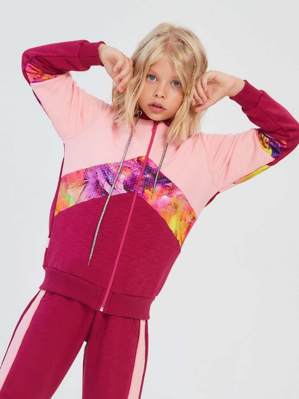 Спортивный костюм "Иллюзия",персик-бордо