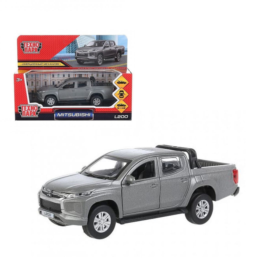 . Модель "Mitsubishi L200" металл. 13 см, двери, багаж, инерц, оранжев, арт.L200-12-OG