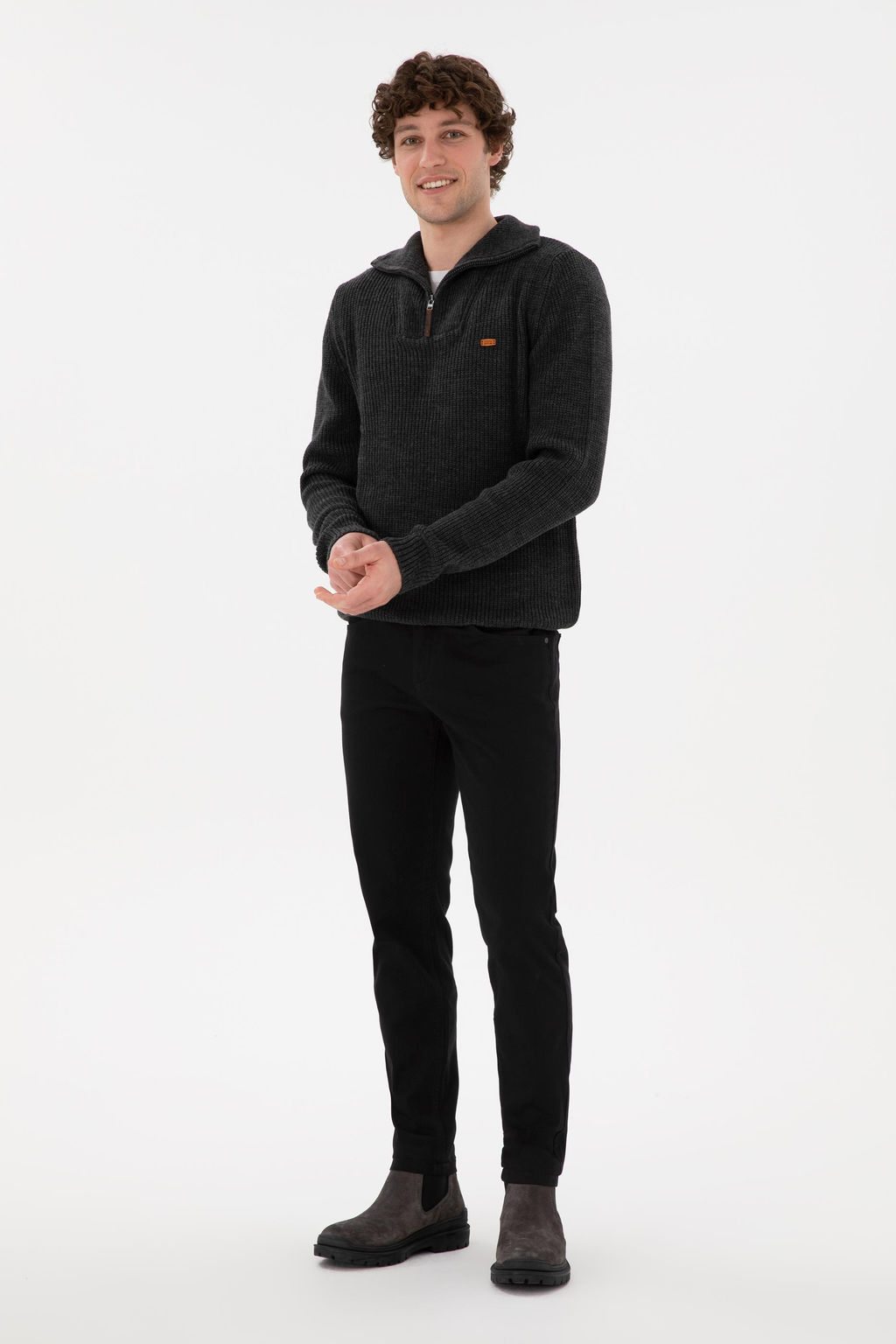 Erkek Slim Fit Siyah Kanvas Pantolon