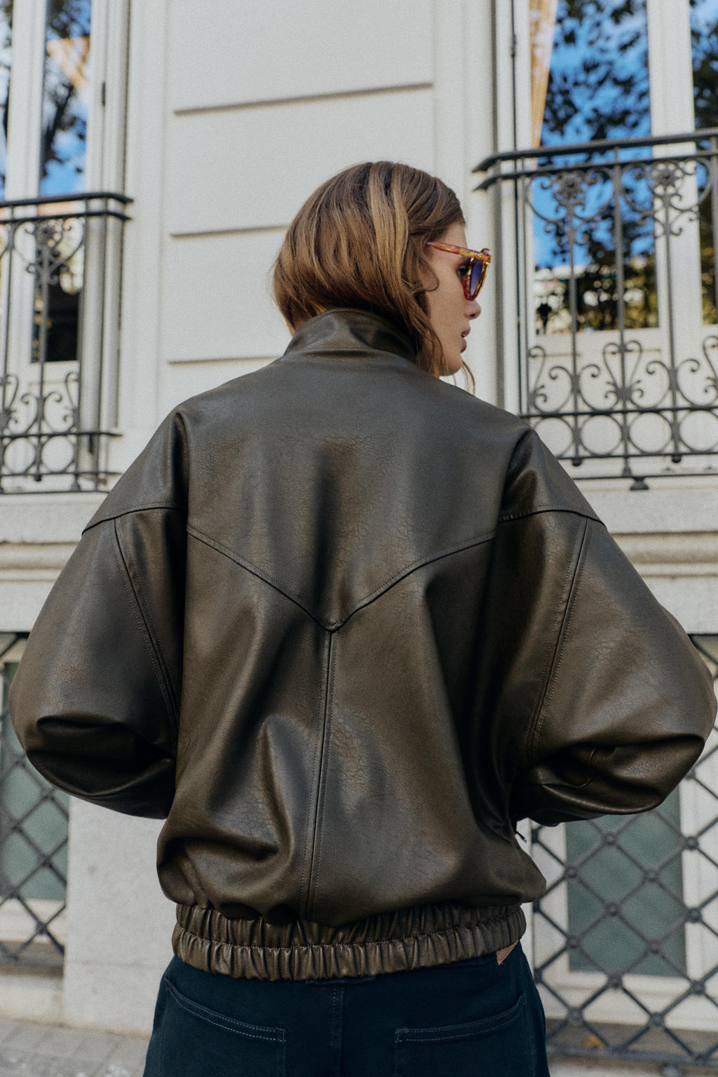 FAUX LEATHER BOMBER JACKET WITH HIGH COLLAR - Zara фото 6