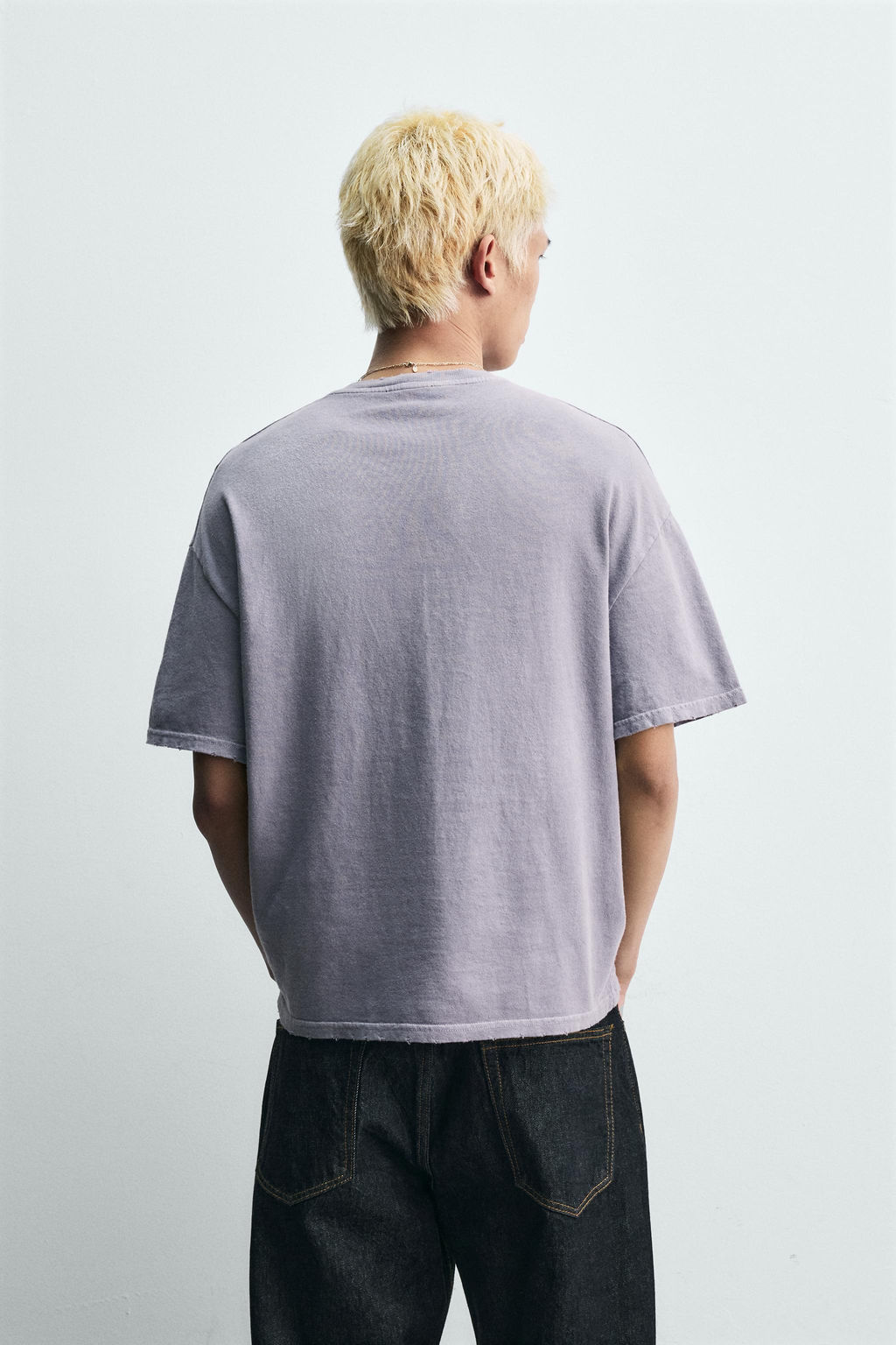 CAMISETA CUELLO PICO ALGOD?N - C??AMO / Malva