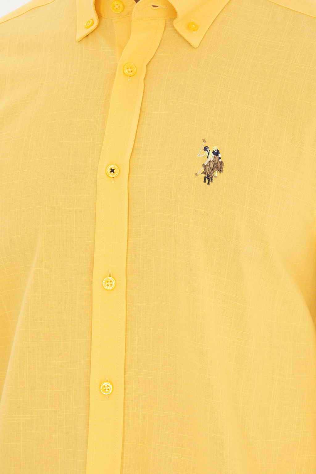 Мужская желтая базовая рубашка с длинным рукавом - U.s. polo assn фото 7