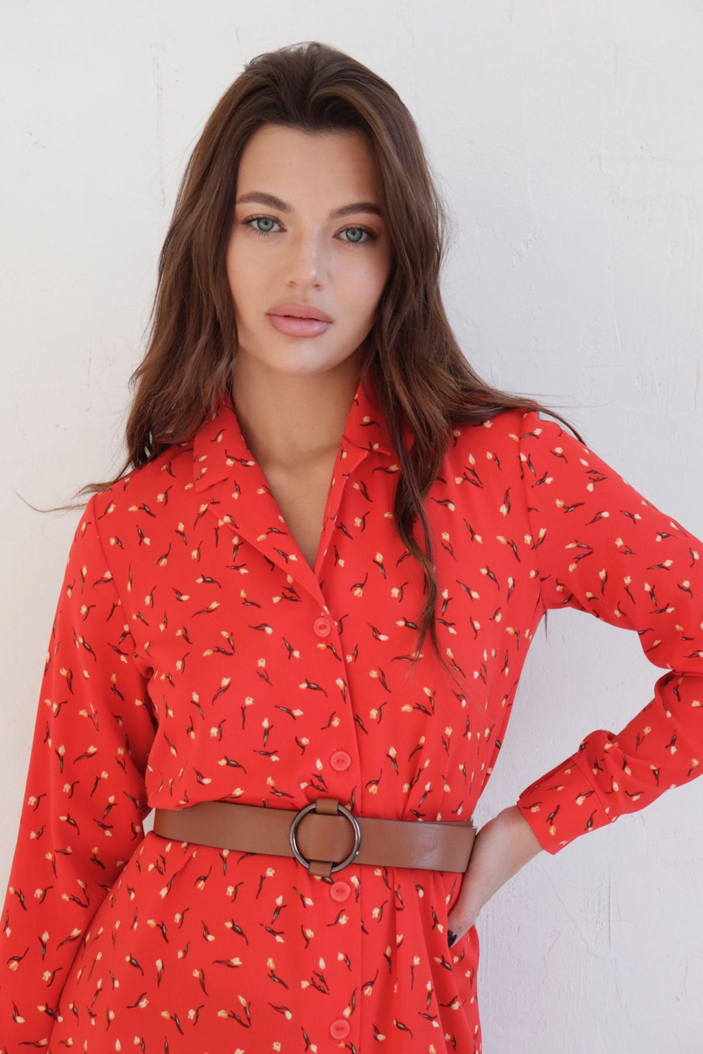 Платье-рубашка с английским воротником принт - Martichelli фото 104