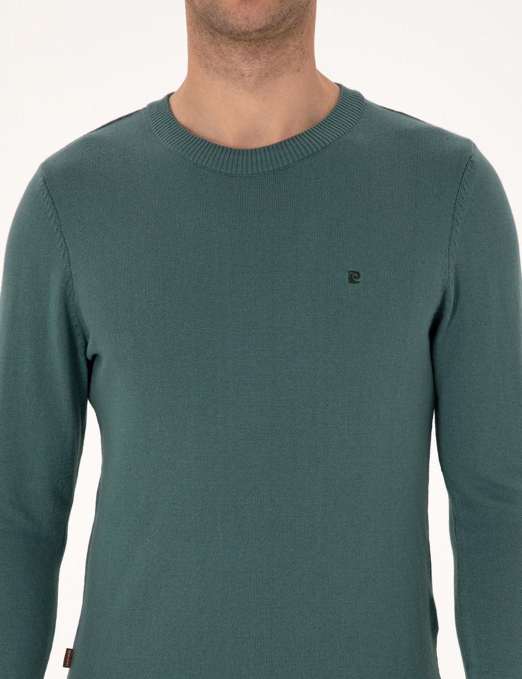 Ye_il Slim Fit Bisiklet Yaka Basic Triko Kazak