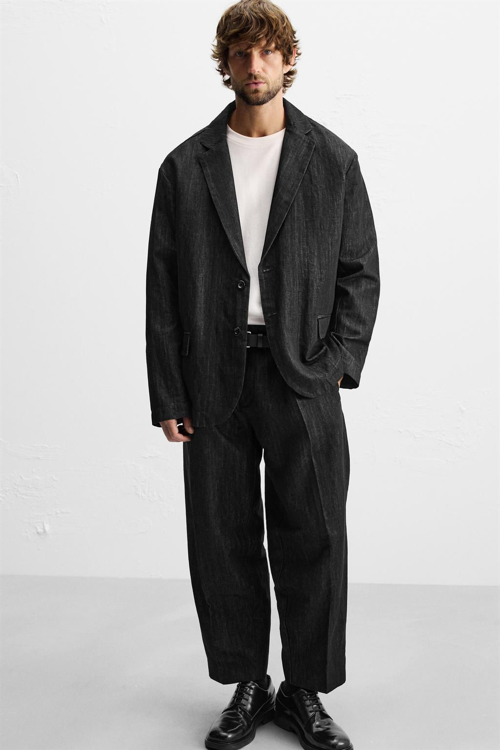COTTON/LINEN WIDE-LEG JEANS - Zara фото 5