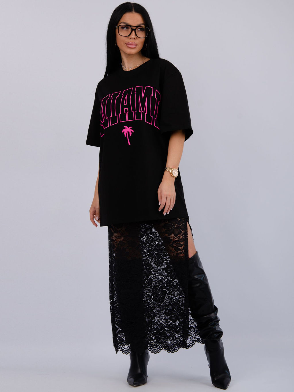 Костюм Монохром 2 чёрный, трикотаж - Малина фото 3