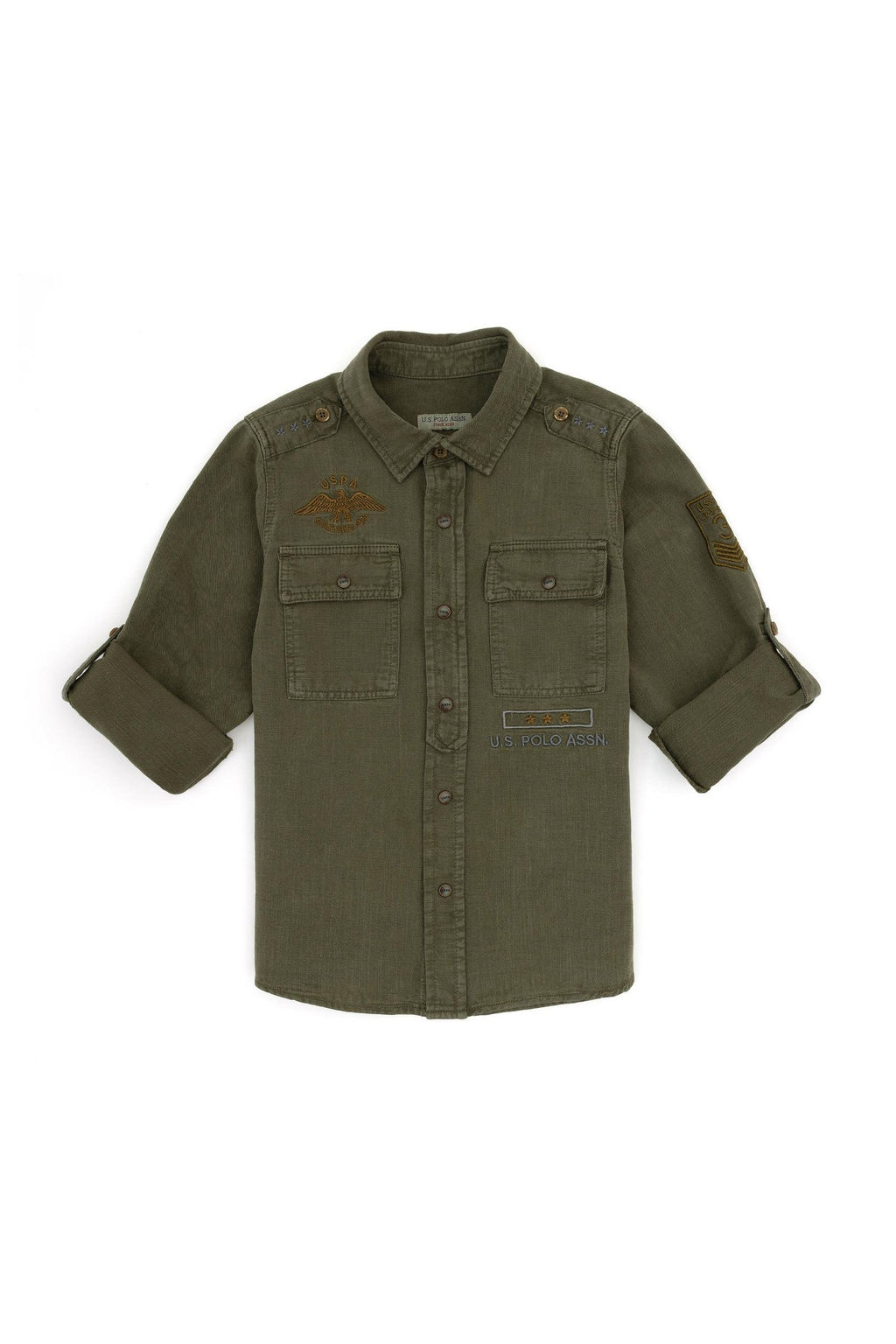 Рубашка цвета хаки с длинным рукавом для мальчика - U.s. polo assn фото 6