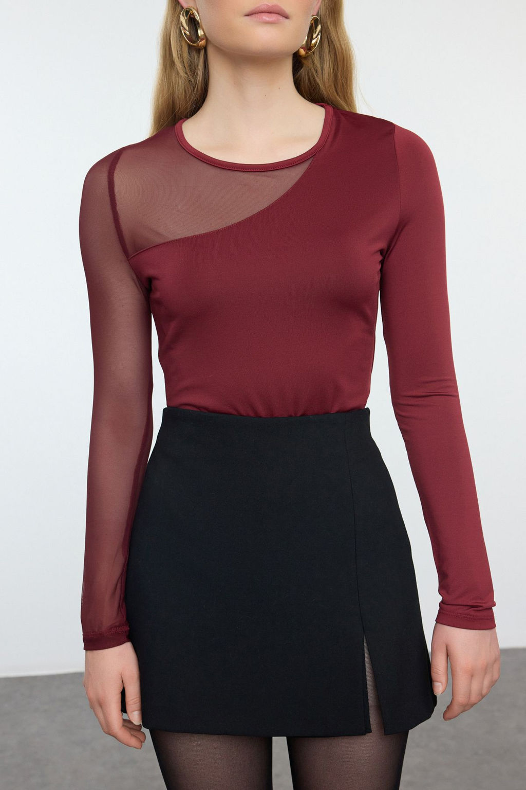 TRENDYOLMILLA Kahverengi Tul Detayl? C?tc?tl? Esnek Orme Body TWOAW24BD00021  фото 3