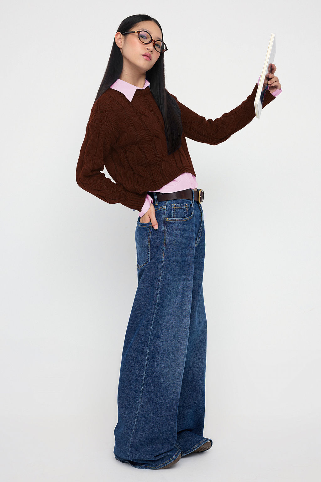 Teen Lacivert Kombine Crop Triko Kazak TWOAW26KZ00047 - Trendyolmilla фото 15