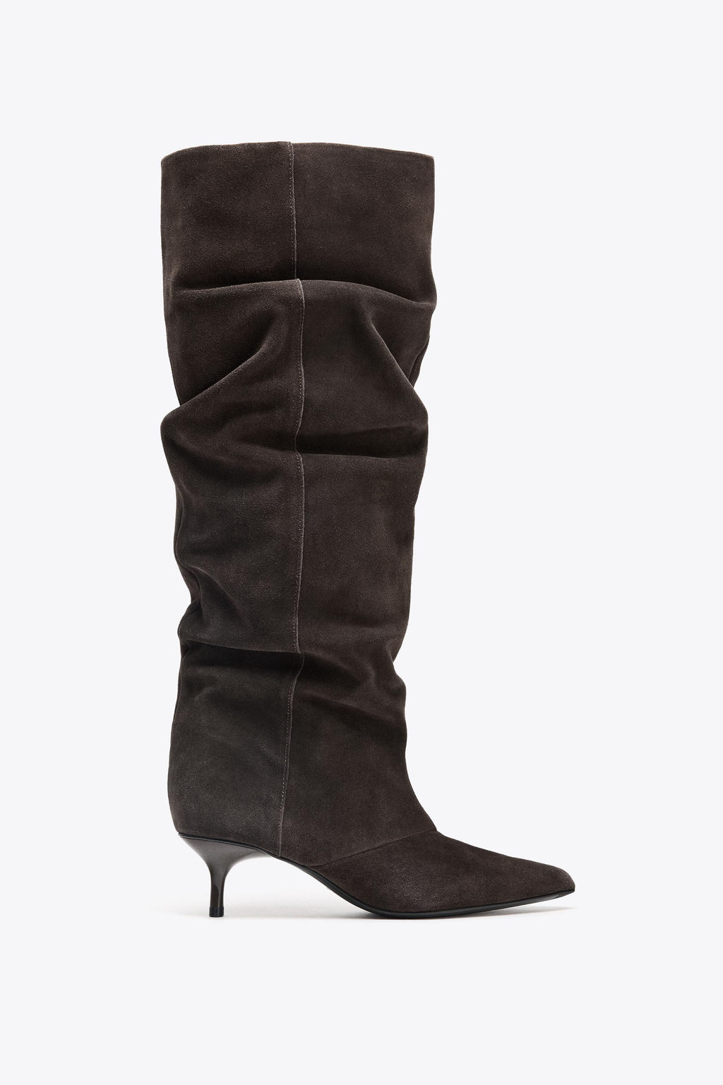 SPLIT SUEDE KITTEN HEEL BOOTS - Zara фото 3