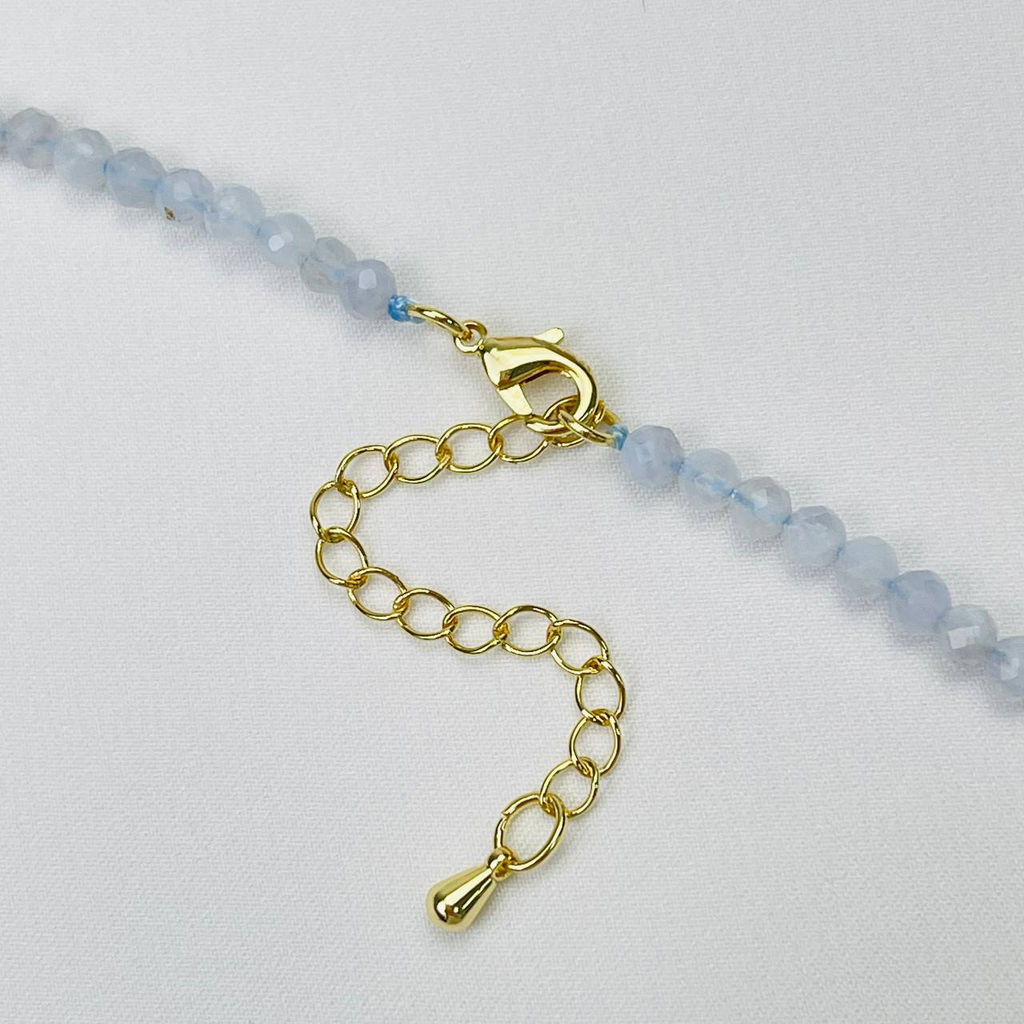 Колье из Голубого агата и Розового кварца 42 см +