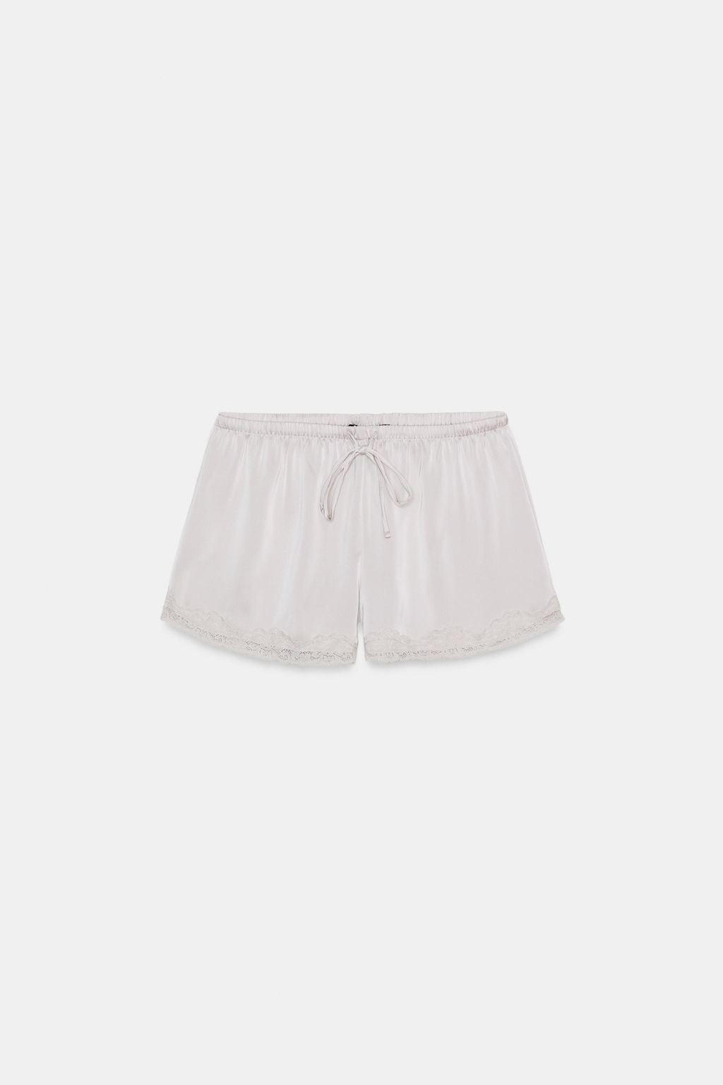 SHORT MINI SATINADO ENCAJE / Gris claro - Zara фото 5