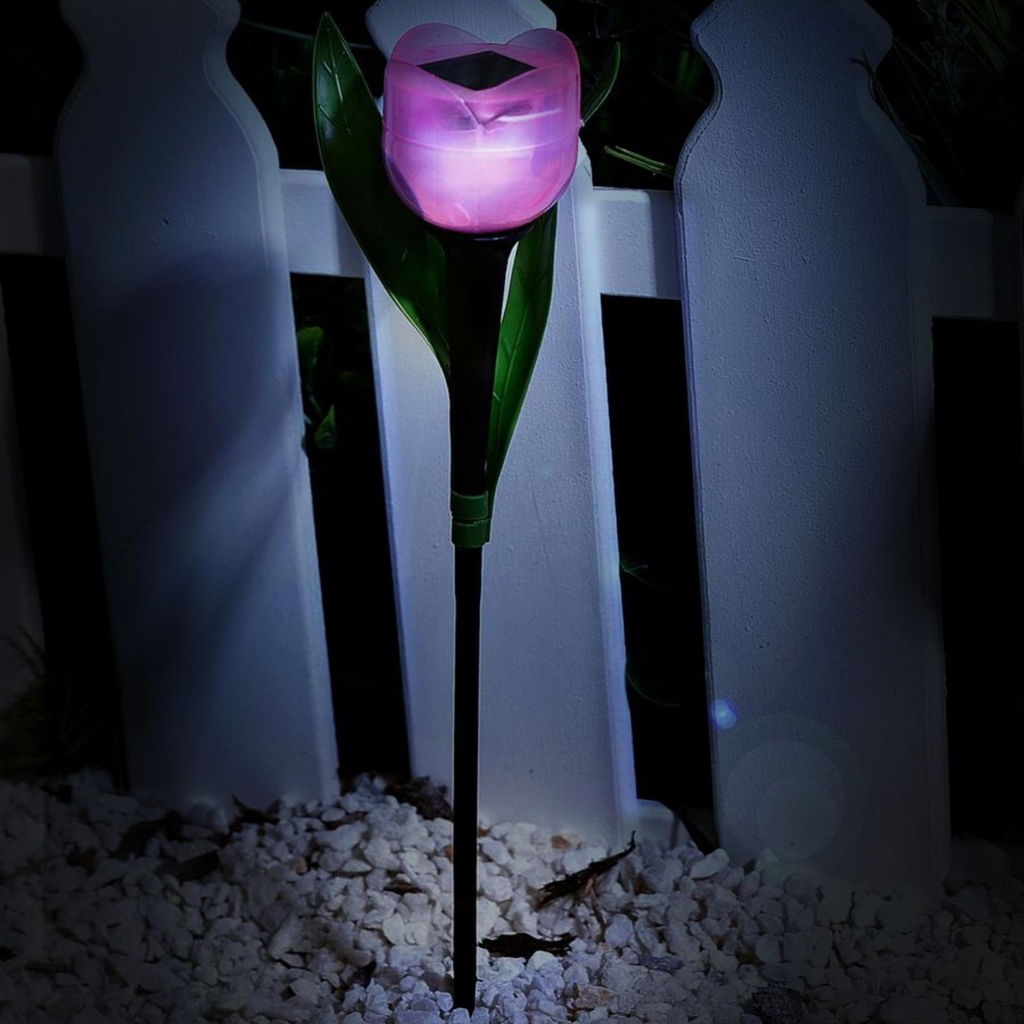 USL-C-451/PT305 PINK TULIP Садовый светильник на солнечной батарее Розовый тюльпан. Белый свет. 1*LR аккумулятор в/к. IP44. TM Uniel. - Volpe фото 5