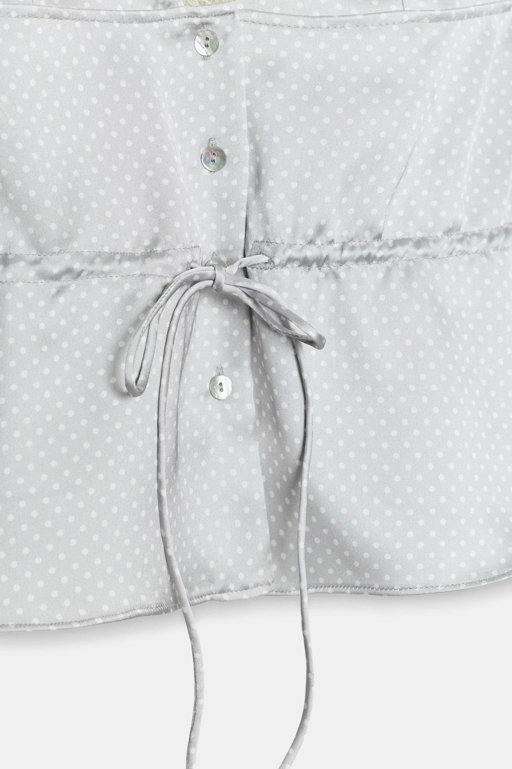 TOP SATINADO ENCAJE / Blanco / Gris - Zara фото 4