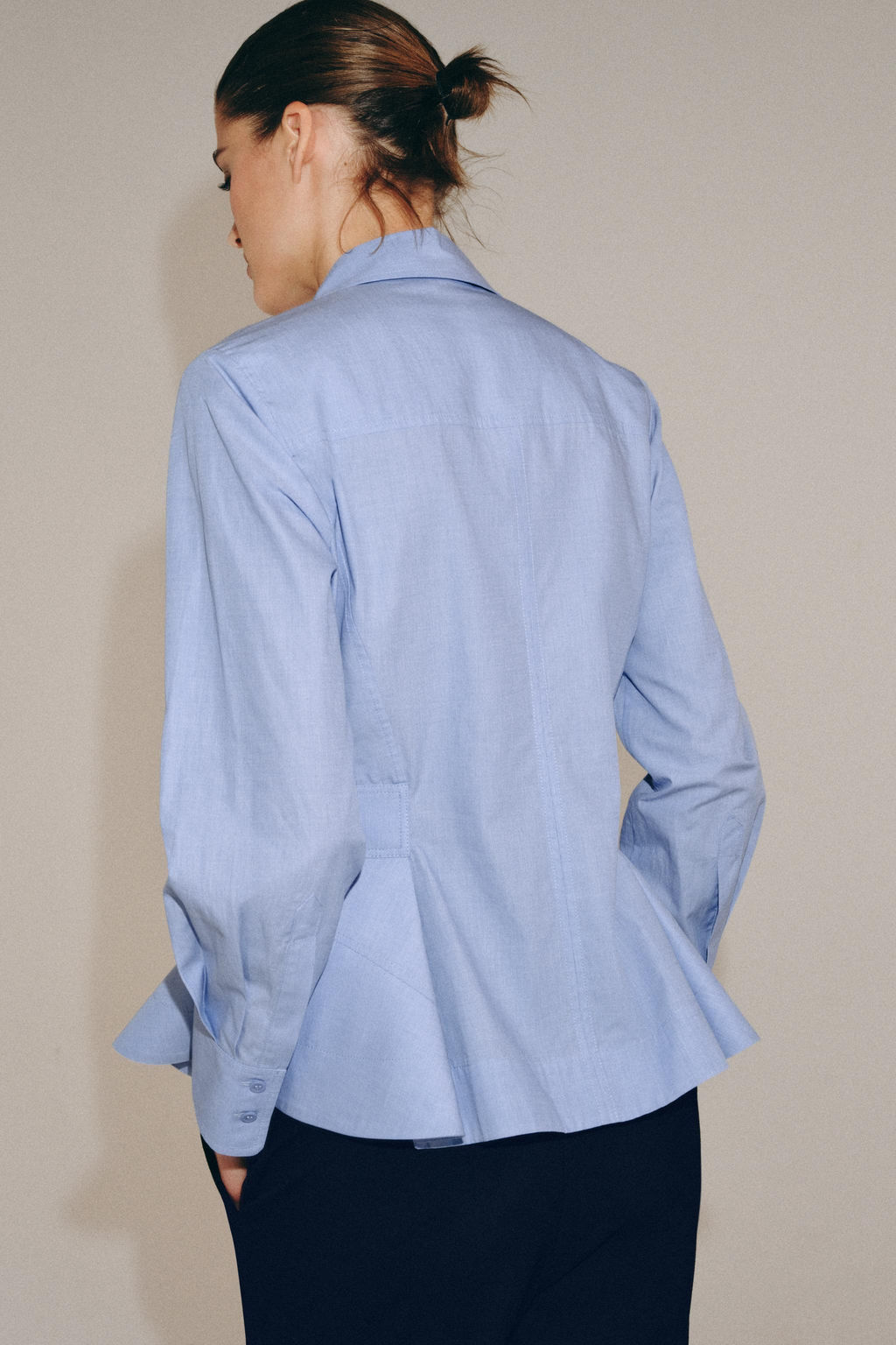 CAMISA POPEL?N PEPLUM ZW COLLECTION / Azul vigor? - Zara фото 6