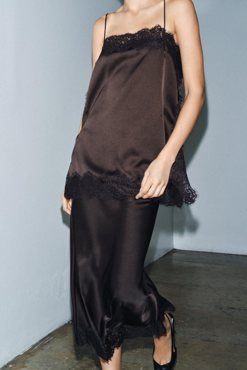 ZW COLLECTION SATIN LACE TOP - Zara фото 18