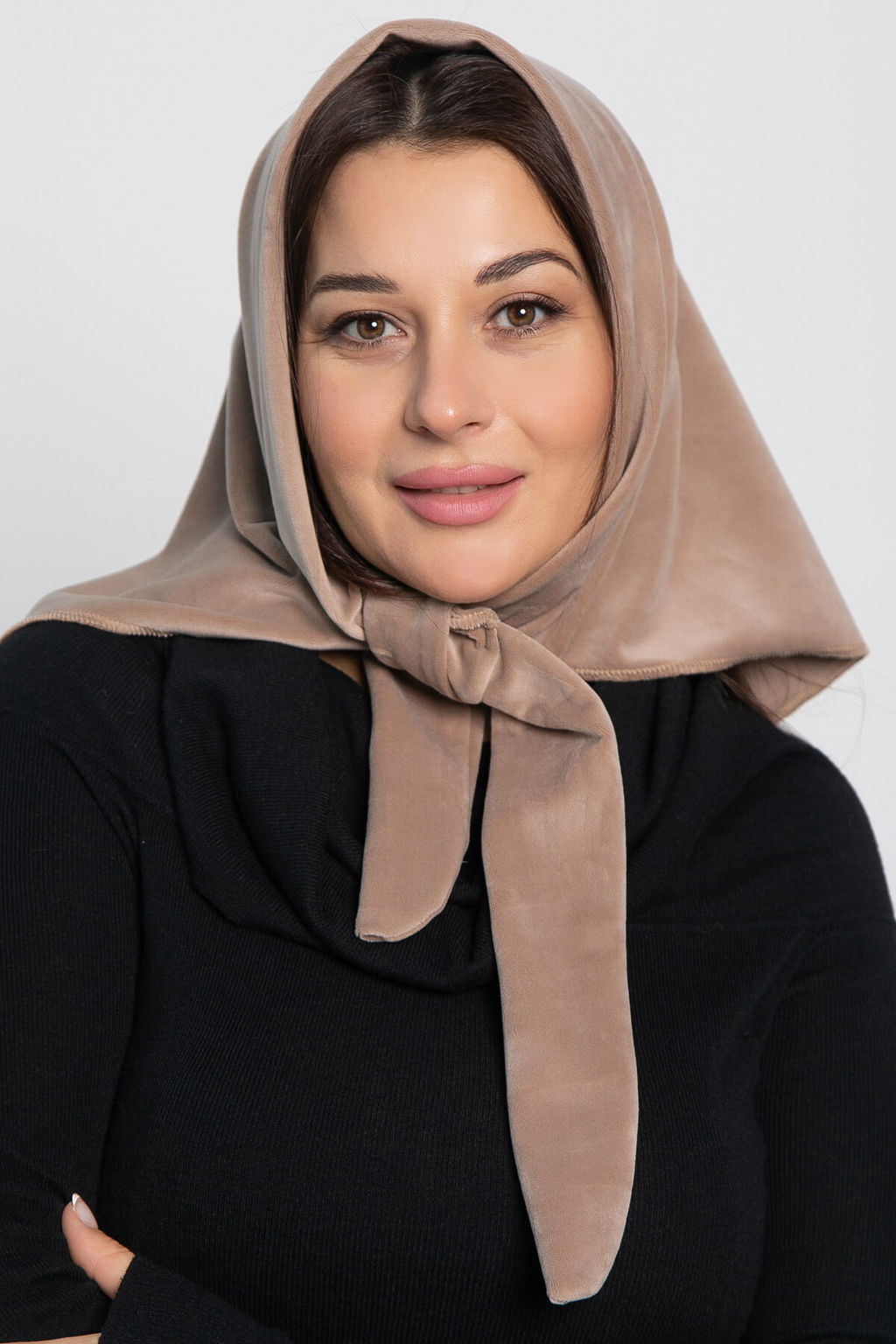 Косынка с завязками Велюр (бежевая) КЗВ11-23М