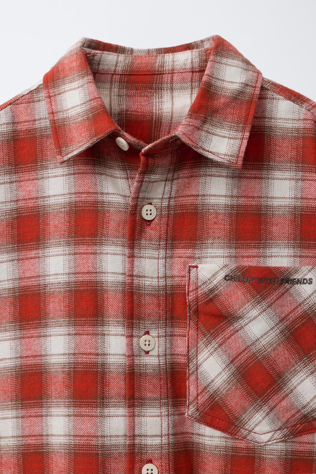 CHECK SHIRT WITH EMBROIDERED TEXT - Zara фото 3