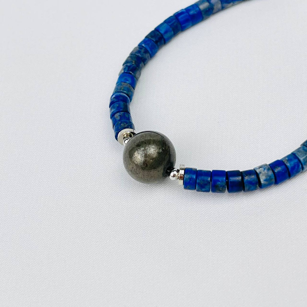 Браслет из Лазурита и Пирита 16,5 см + - Радуга самоцветов фото 3