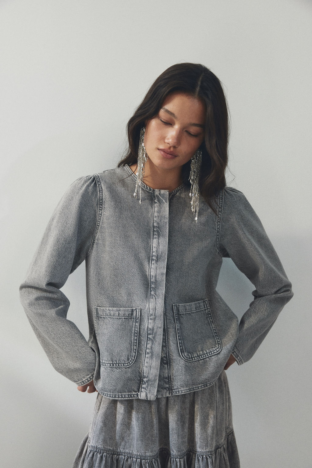 Chaqueta denim con mangas abullonadas - H&m фото 3