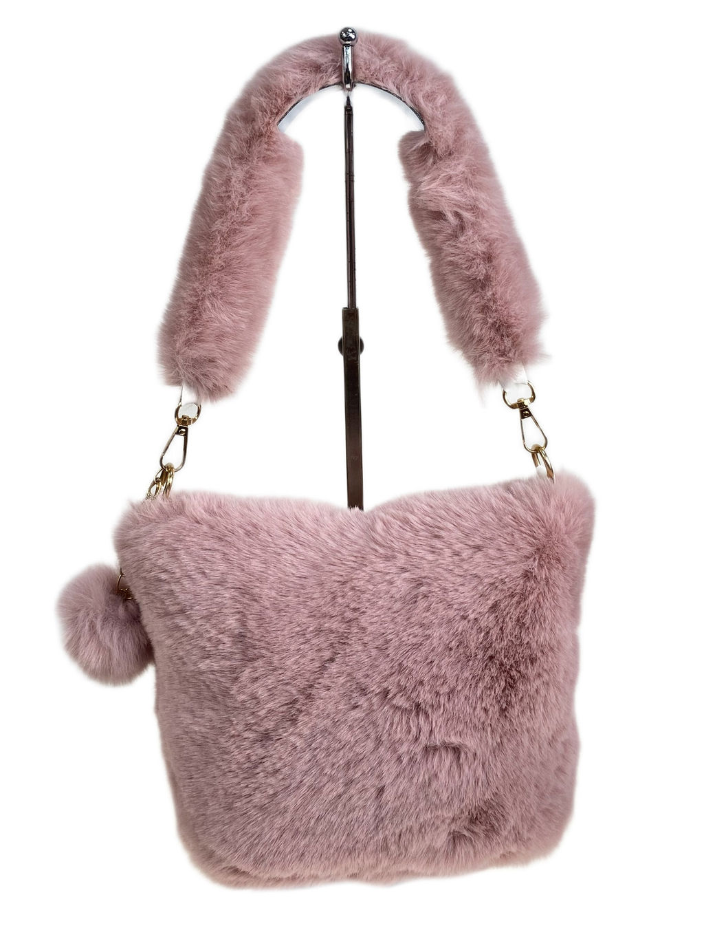 Женская сумка из искусственного меха, цвет пудра - Greta фото 2