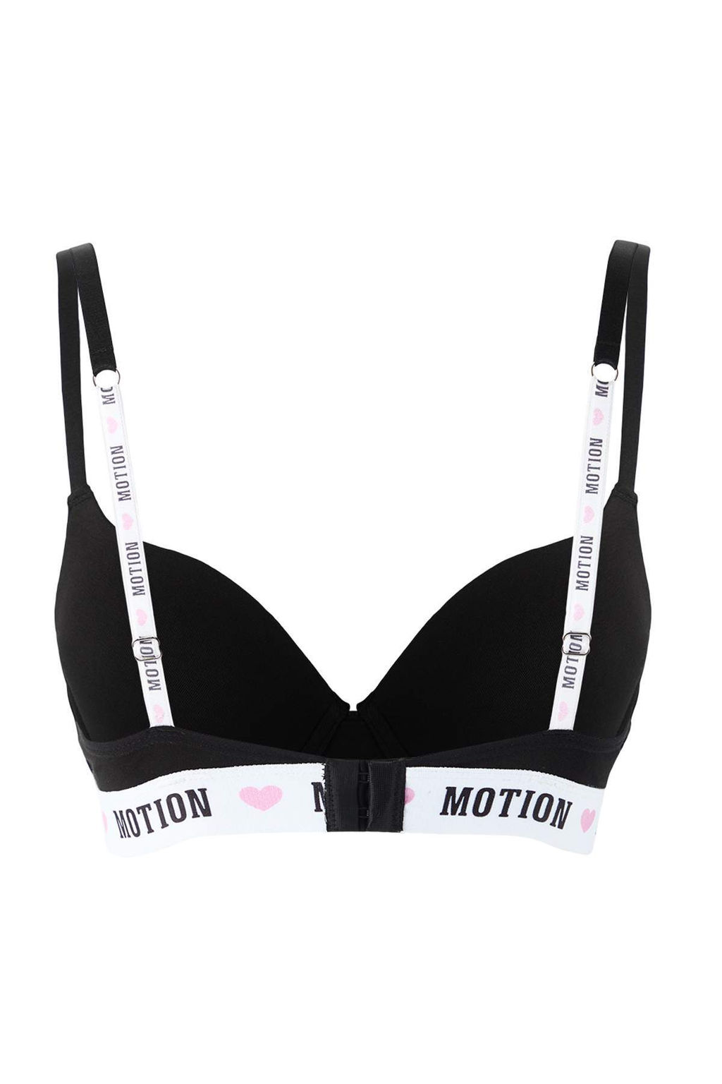 Siyah Tekli Suprem Balenli Lastikli Slogan Sabit Kap Balconette Sutyen THMAW26SU00013 - Trendyolmilla фото 6