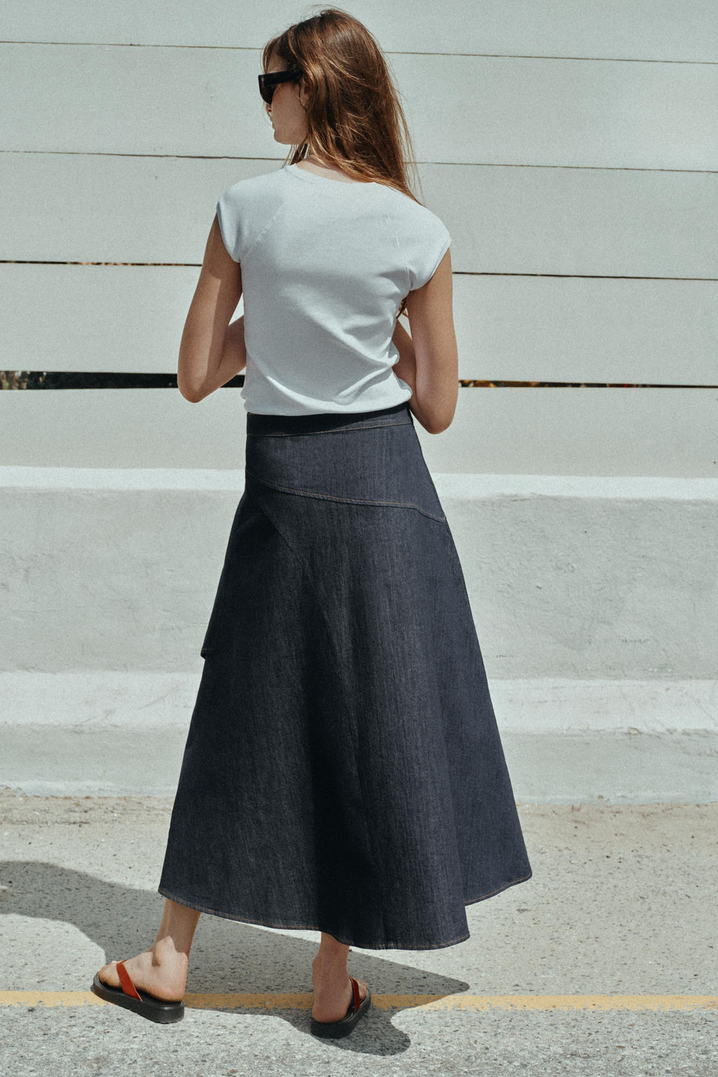 FALDA Z1975 MIDI CAPA DENIM VOLANTE / Azul - Zara фото 6