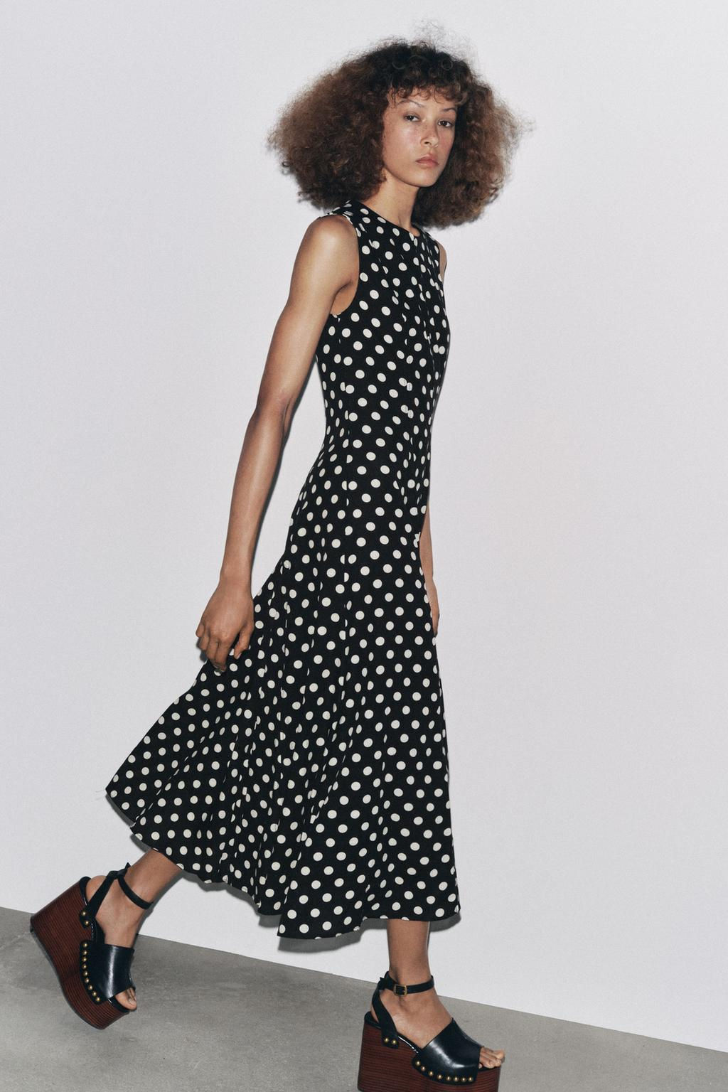 ZW COLLECTION POLKA DOT MIDI DRESS - Zara фото 10