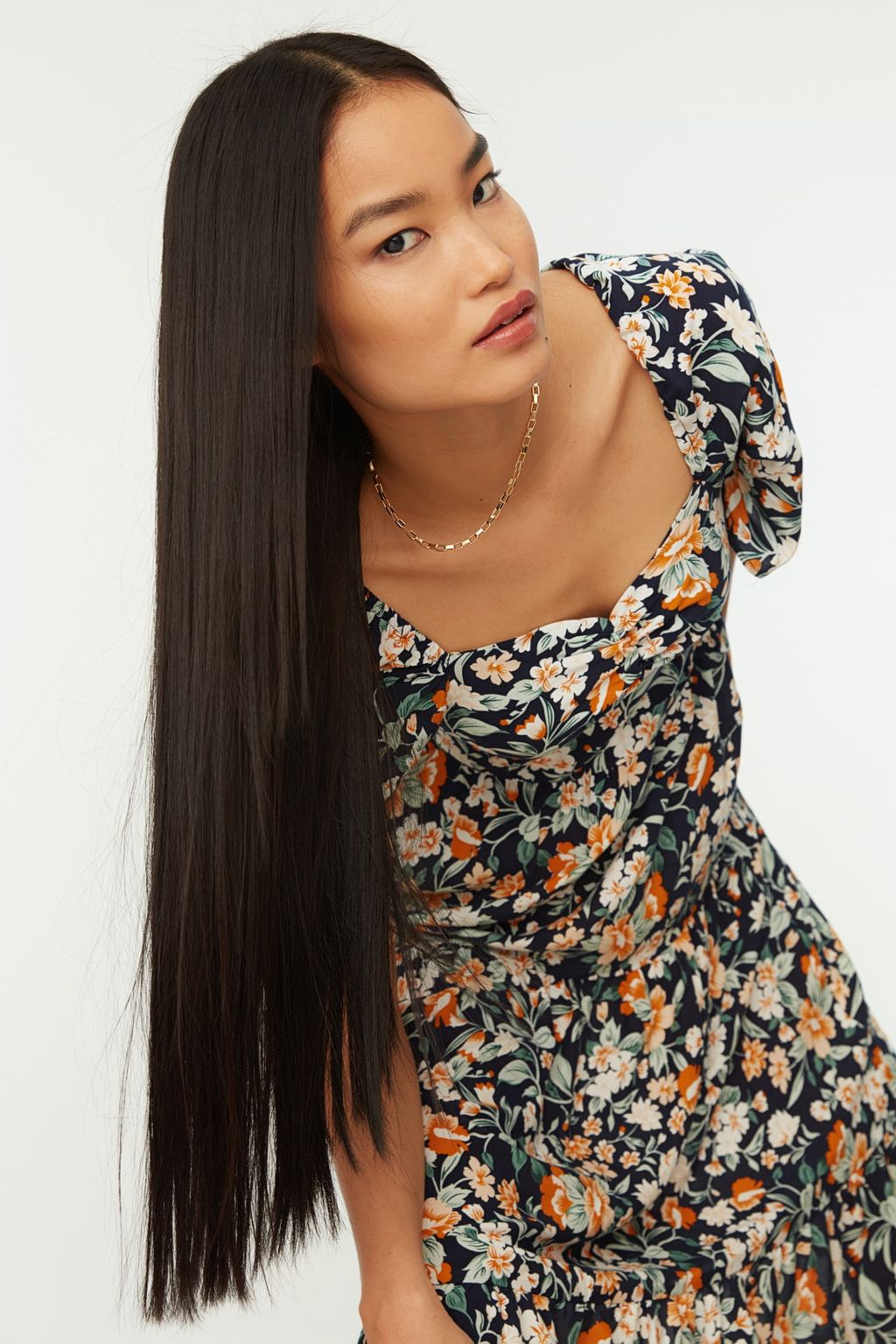 TRENDYOLMILLA Mor A Kesim Balon Kollu Cicek Desenli Midi Dokuma Elbise TWOSS20EL2323  фото 15