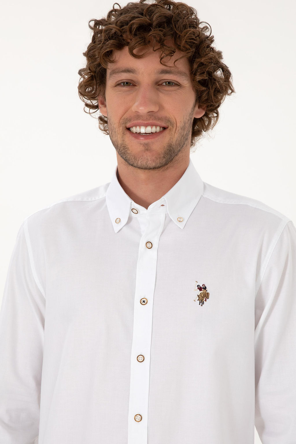 Рубашка U.S. Polo Assn Basic белая из хлопка
