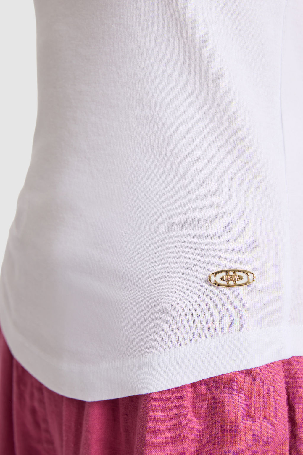 Kad_n Beyaz Bisiklet Yaka Basic Ti__rt - U.s. polo assn фото 6