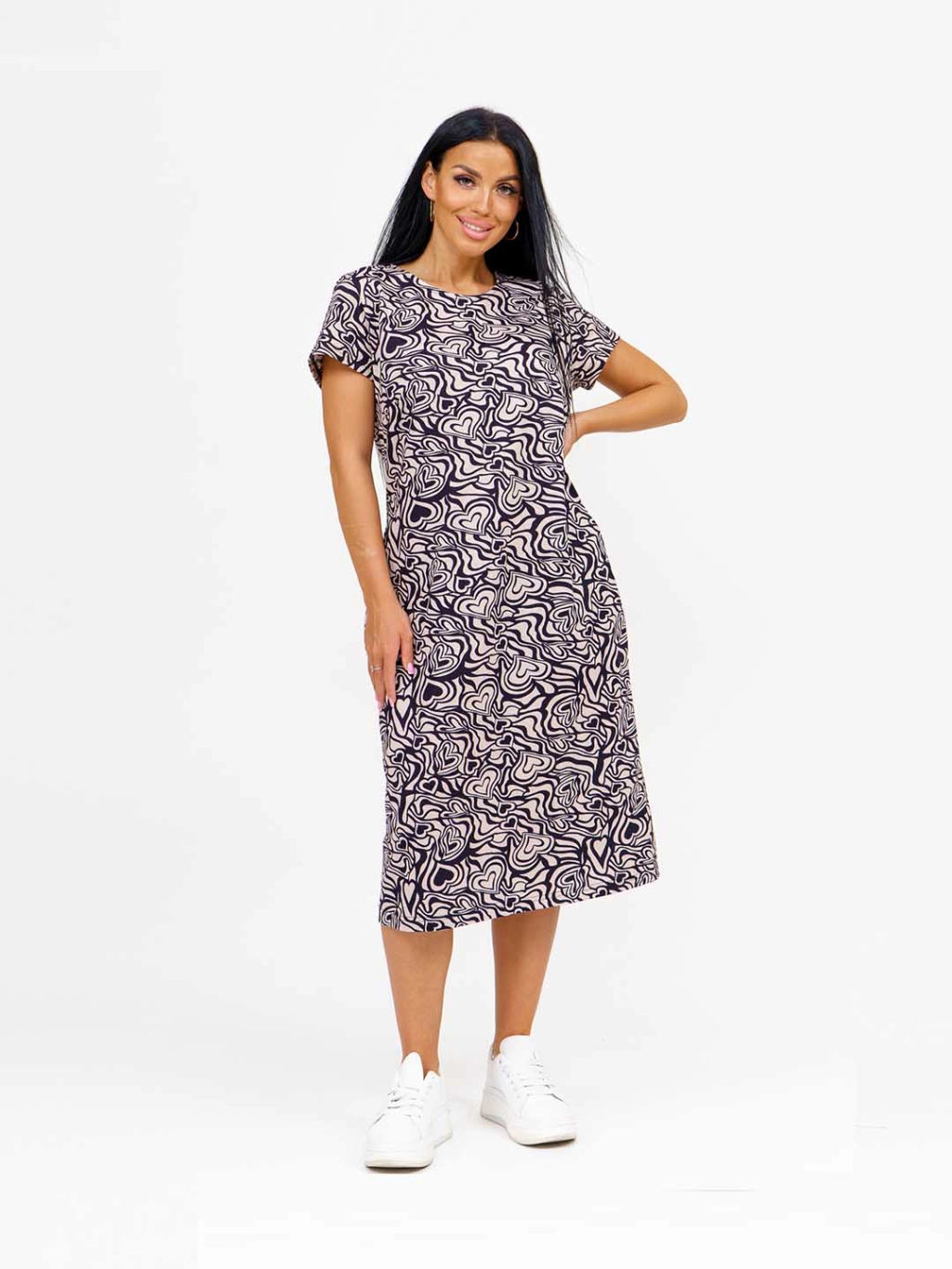 Платье женское, цвет бежевый черный