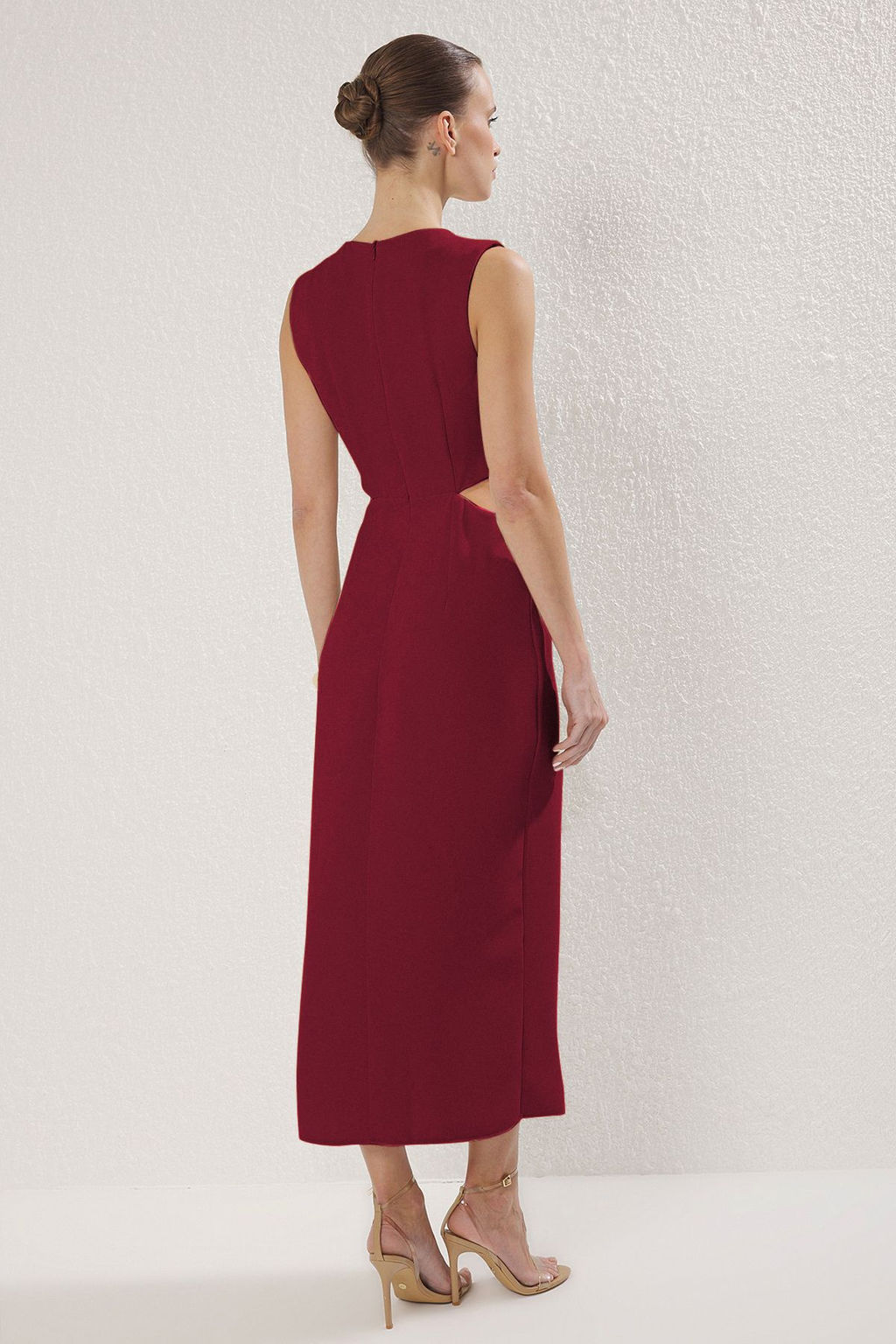 TRENDYOLMILLA Yag Yesili A Kesim Cut Out ve Aksesuar Detayl? Maxi Dokuma Krep Elbise TWOSS25EL00017 фото 32