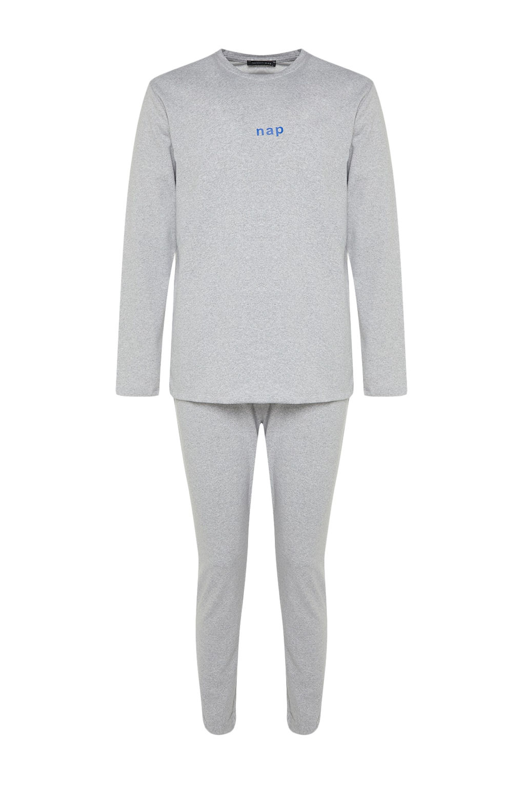 TRENDYOL MAN Gri Regular Fit Bask?l? Orme Pijama Tak?m? TMNAW22PT0754 - Trendyolmilla фото 12