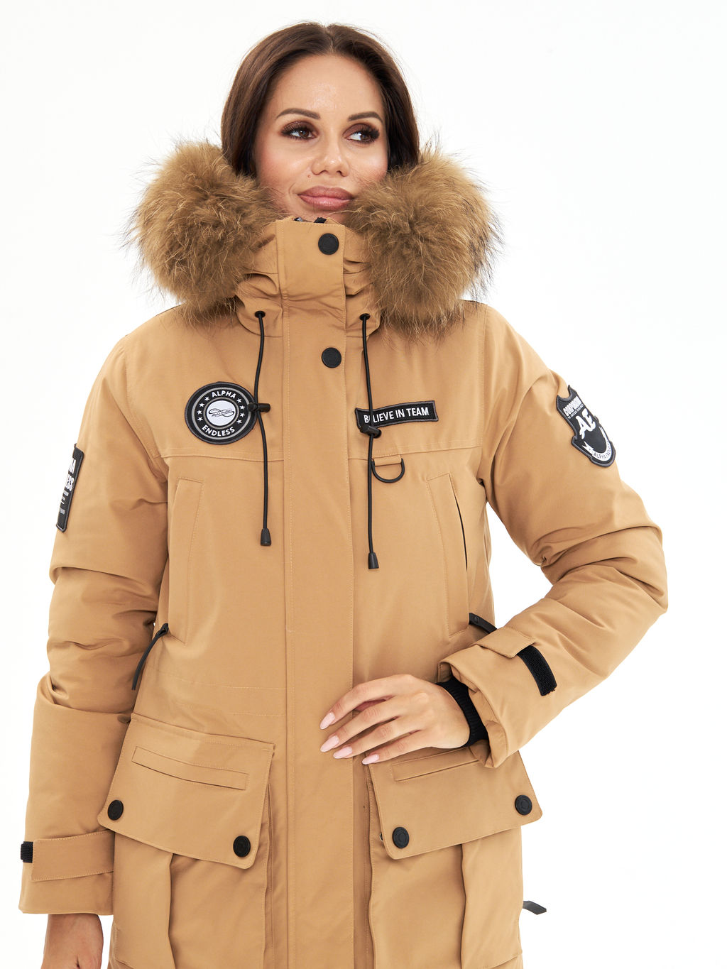 Женская зимняя мембранная парка с натуральным мехом Alpha Endless Frozen Metropolis_19 Крем-брюле  фото 35