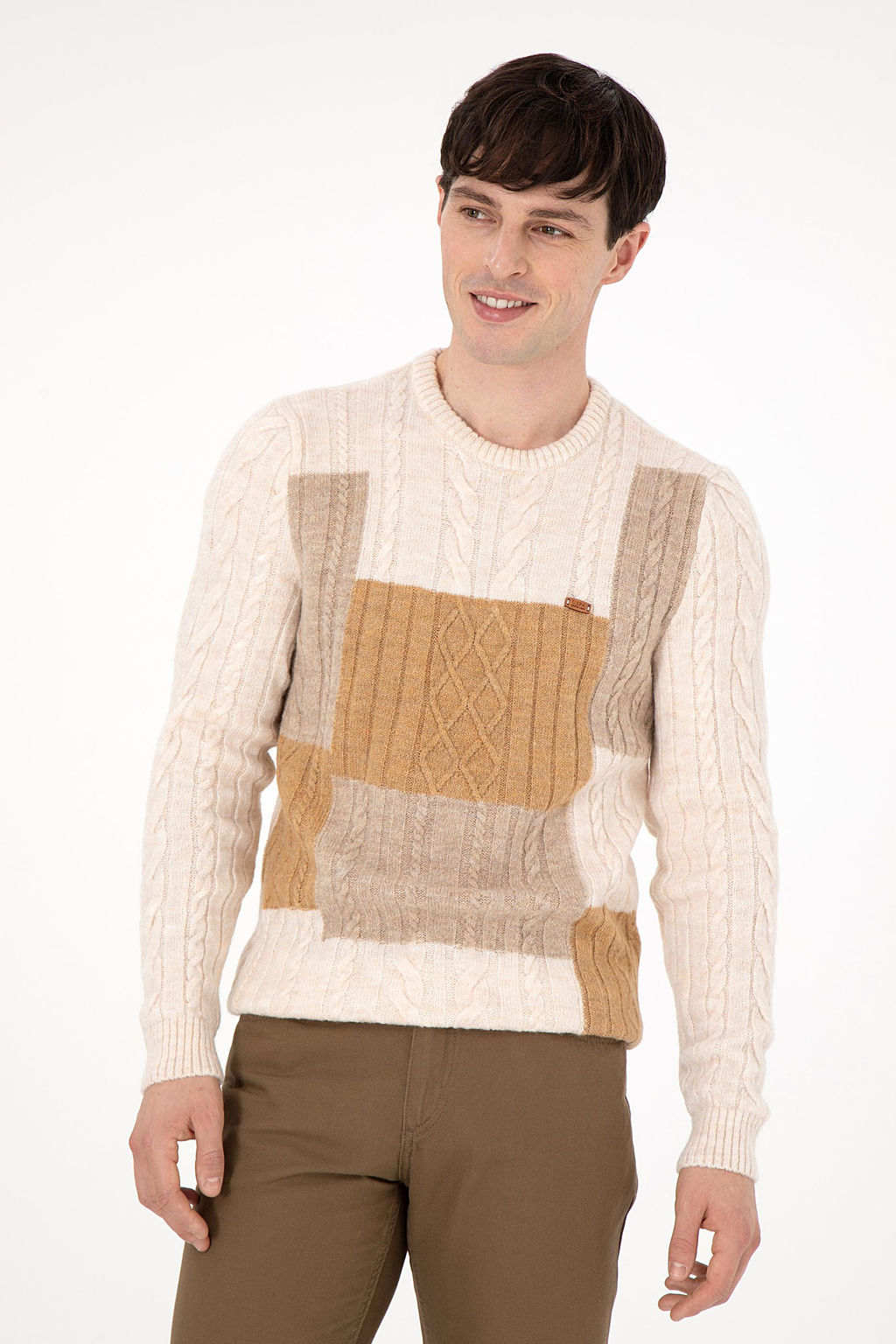 Erkek Regular Fit Bisiklet Yaka Krem Kazak - U.s. polo assn фото 3