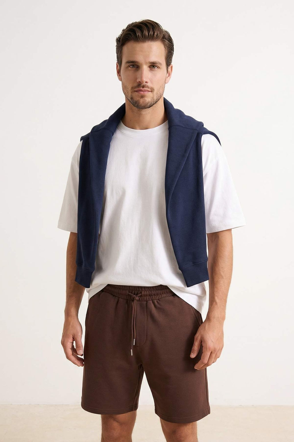 Kahverengi Basic Oversize/Genis Kesim Lastik Belli Bagc?kl? Sort TMNSS22SR0257