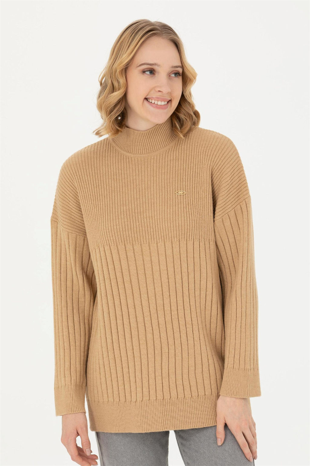 Женский свитер песочного меланжа - U.s. polo assn фото 2