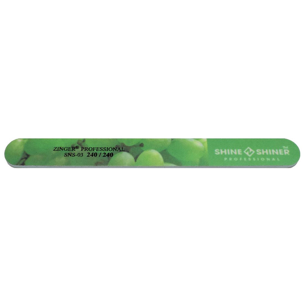 Zinger Пилка для ногтей абразивная прямая (с фруктовым запахом) / Classic SNS-03, 240/240 грит, зеленый  фото 2