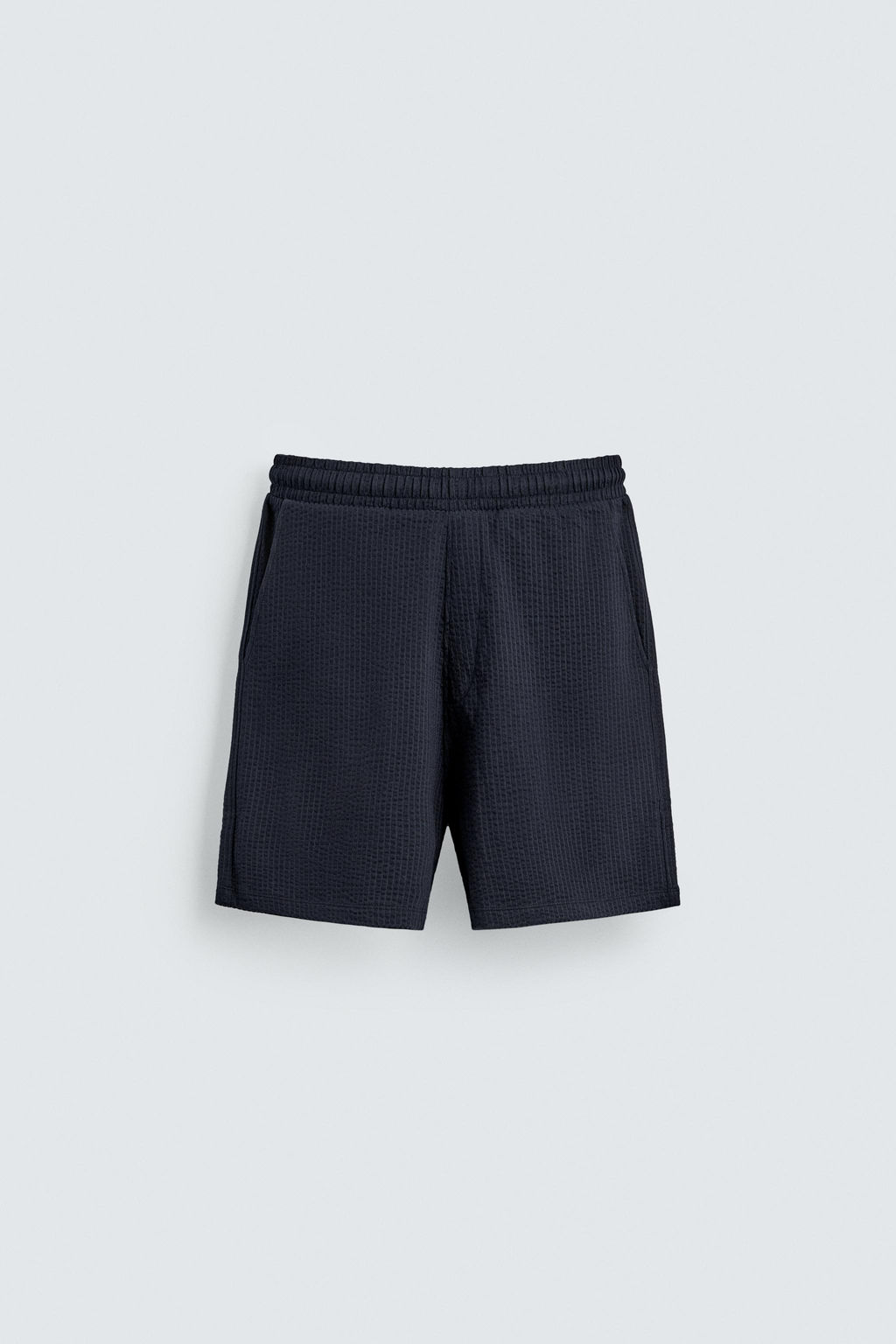 BERMUDA REGULAR FIT ESTRUCTURA SEERSUCKER / Azul