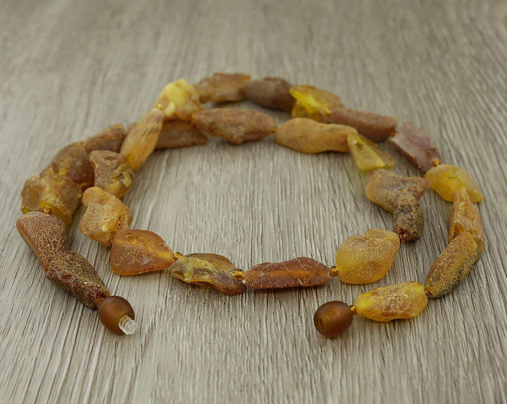 Янтарь дичка с бисером, бусы "Винтаж 2" длиной 51см