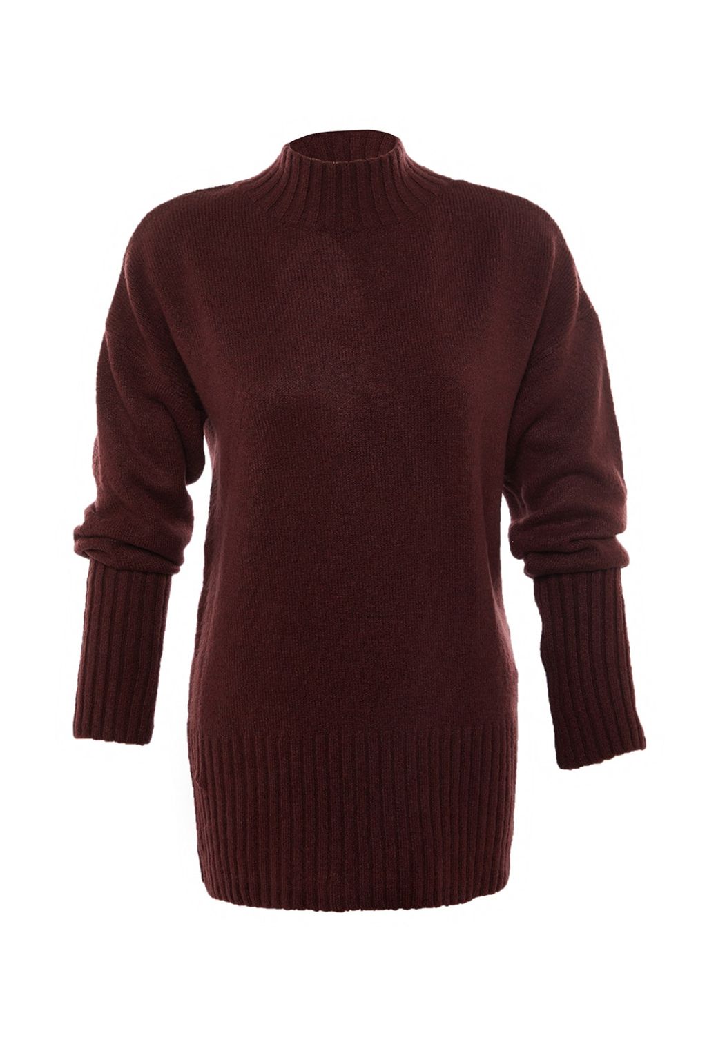 Bordo Genis Kal?p Yumusak Dokulu Basic Triko Kazak TWOAW23KZ00490 - Trendyolmilla фото 8