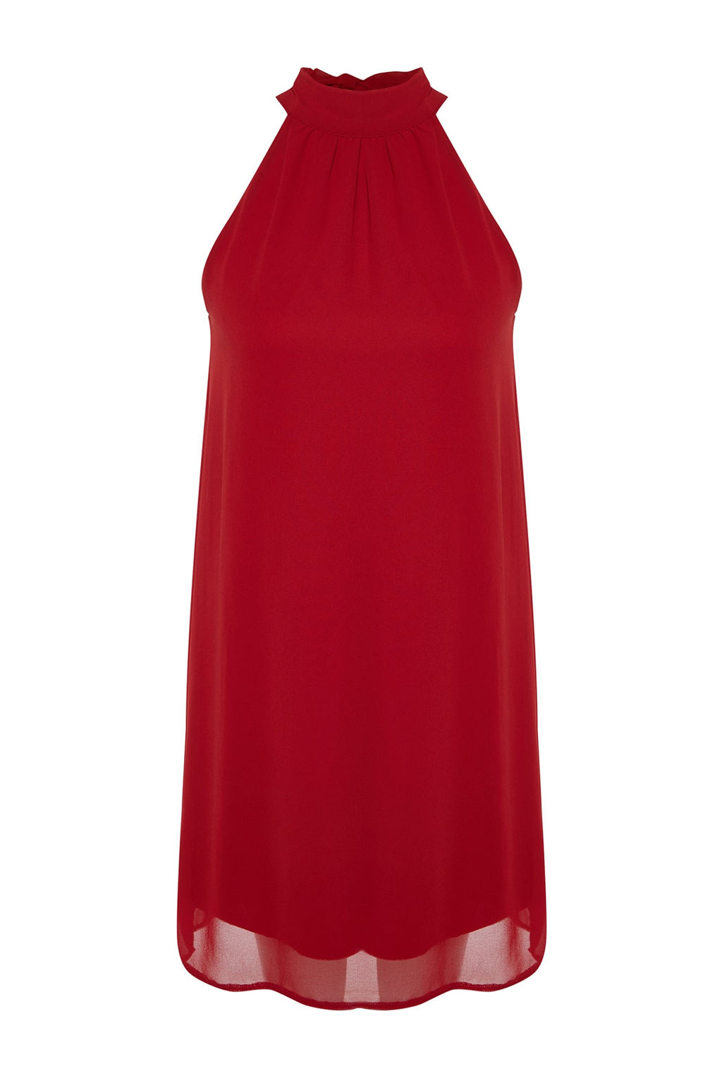 TRENDYOLMILLA Murdum Duz Kesim Halter Yaka Mini Sifon Astarl? Dokuma Elbise TWOSS23EL01059  фото 28