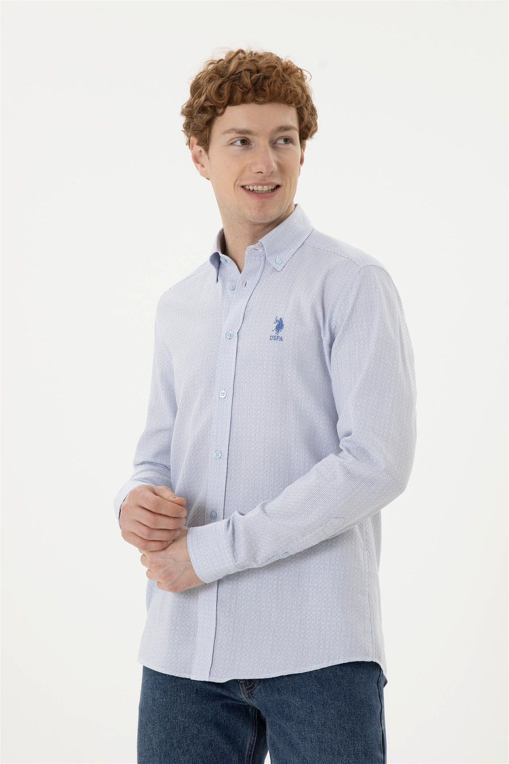 Мужская темно-синяя рубашка с длинным рукавом - U.s. polo assn фото 3